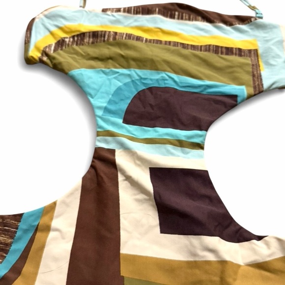 W Swim-Vintage Cutout Monokini Swimsuit-Geometric-Y2K-Resort-Vacay-Size Small - Picture 3 of 7
